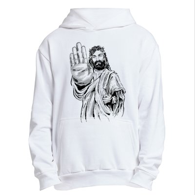 Jesus Stop Hand Sign Urban Pullover Hoodie