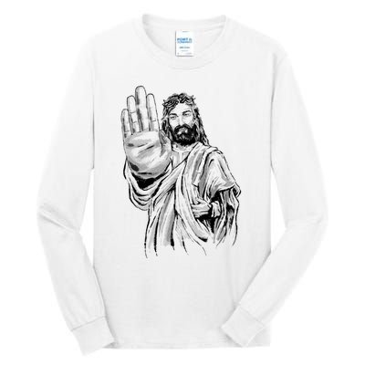 Jesus Stop Hand Sign Tall Long Sleeve T-Shirt