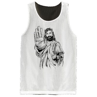 Jesus Stop Hand Sign Mesh Reversible Basketball Jersey Tank