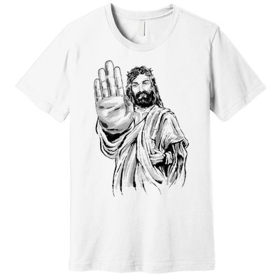 Jesus Stop Hand Sign Premium T-Shirt