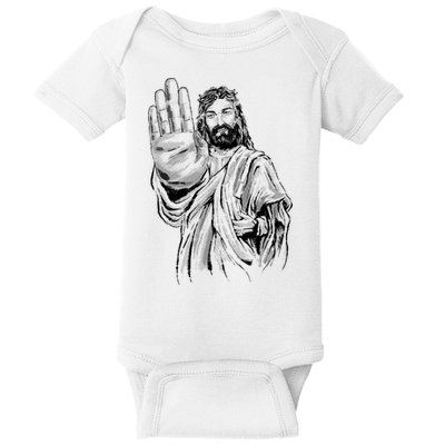Jesus Stop Hand Sign Baby Bodysuit