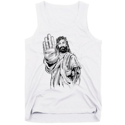 Jesus Stop Hand Sign Tank Top