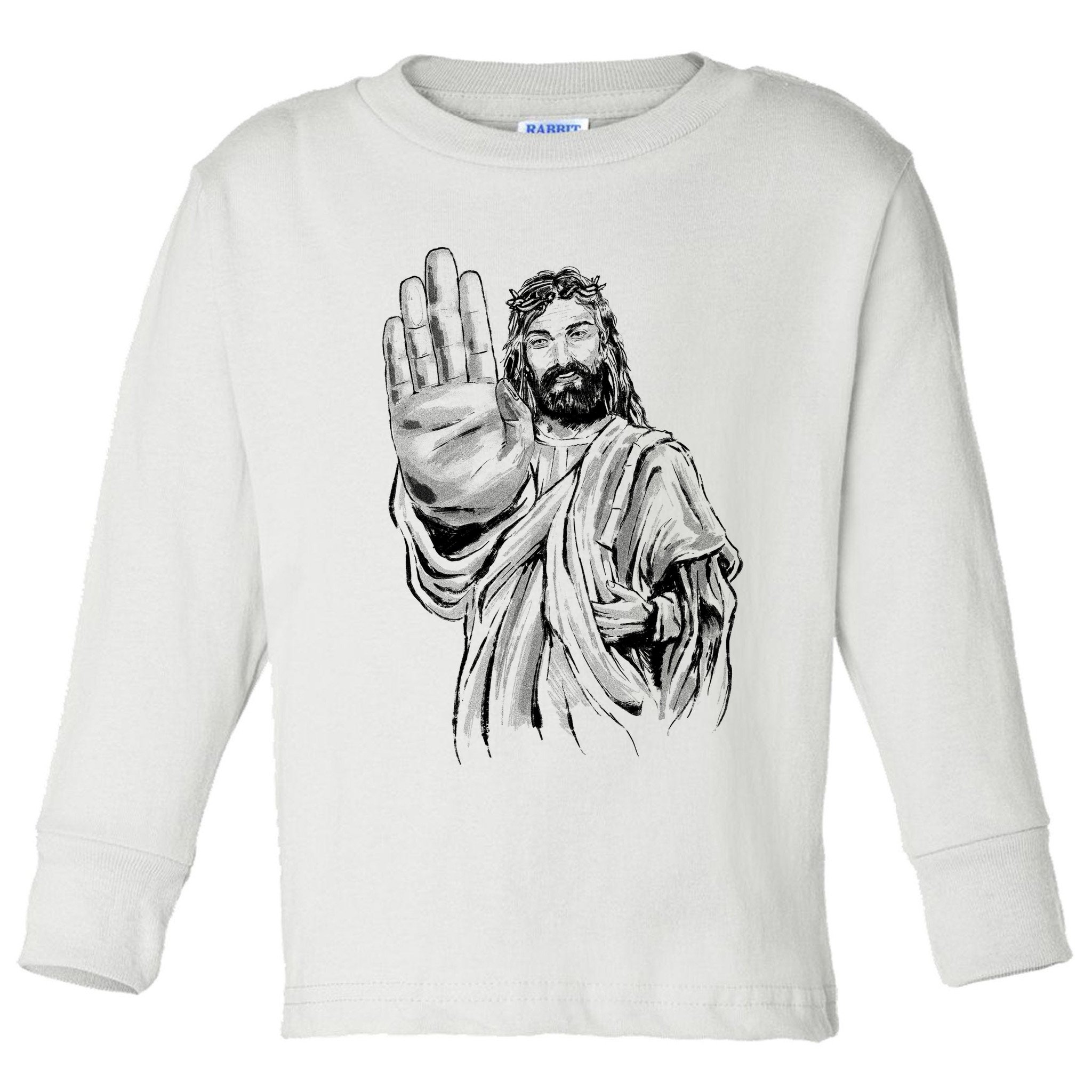 Jesus Stop Hand Sign Toddler Long Sleeve Shirt
