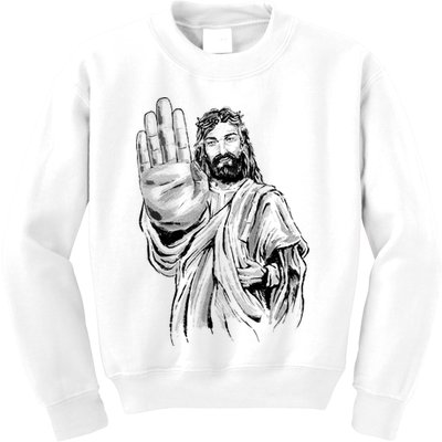 Jesus Stop Hand Sign Kids Sweatshirt
