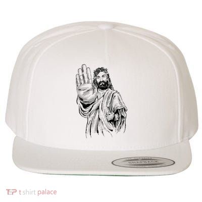 Jesus Stop Hand Sign Wool Snapback Cap
