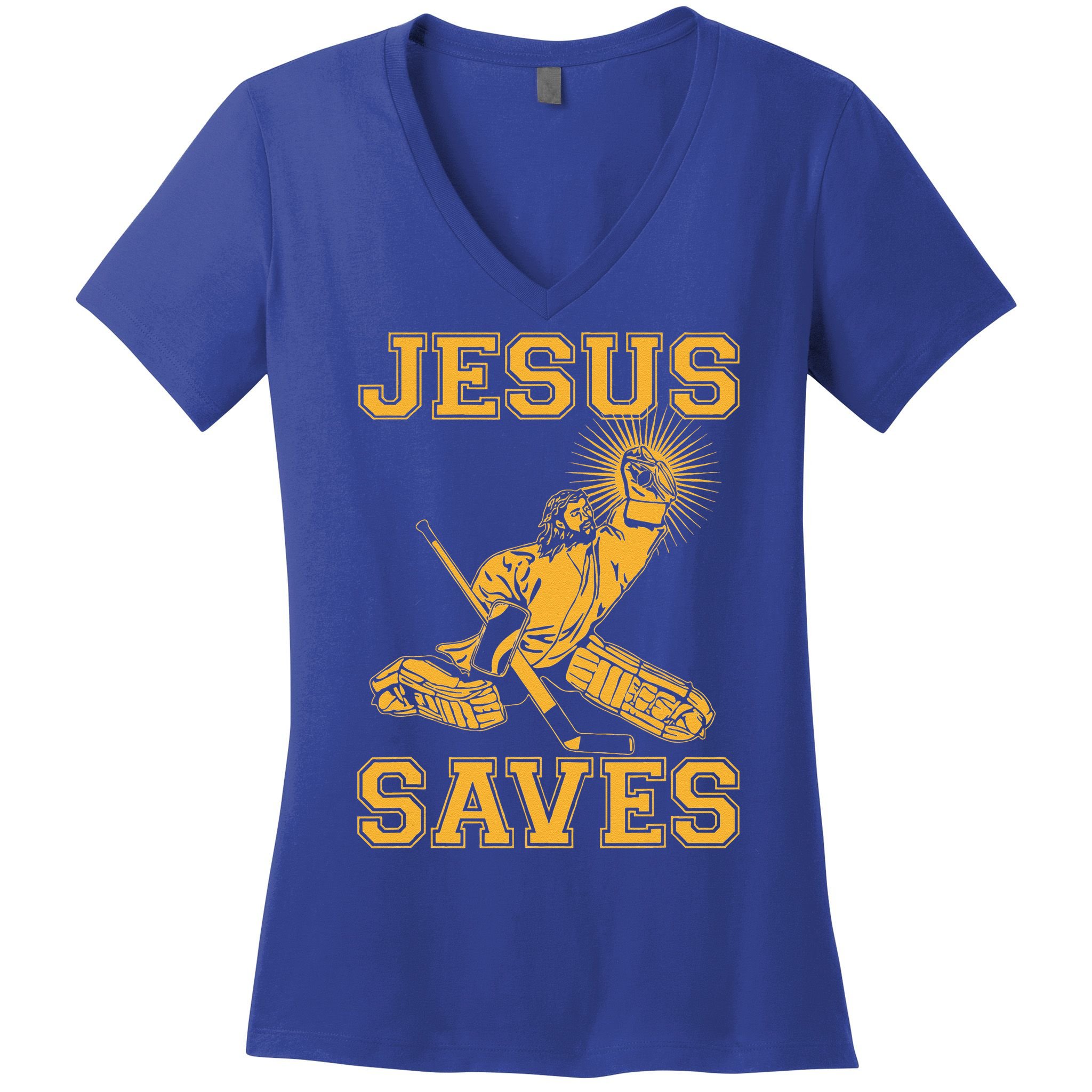 Jesus Saves Hockey Women's V-Neck T-Shirt
