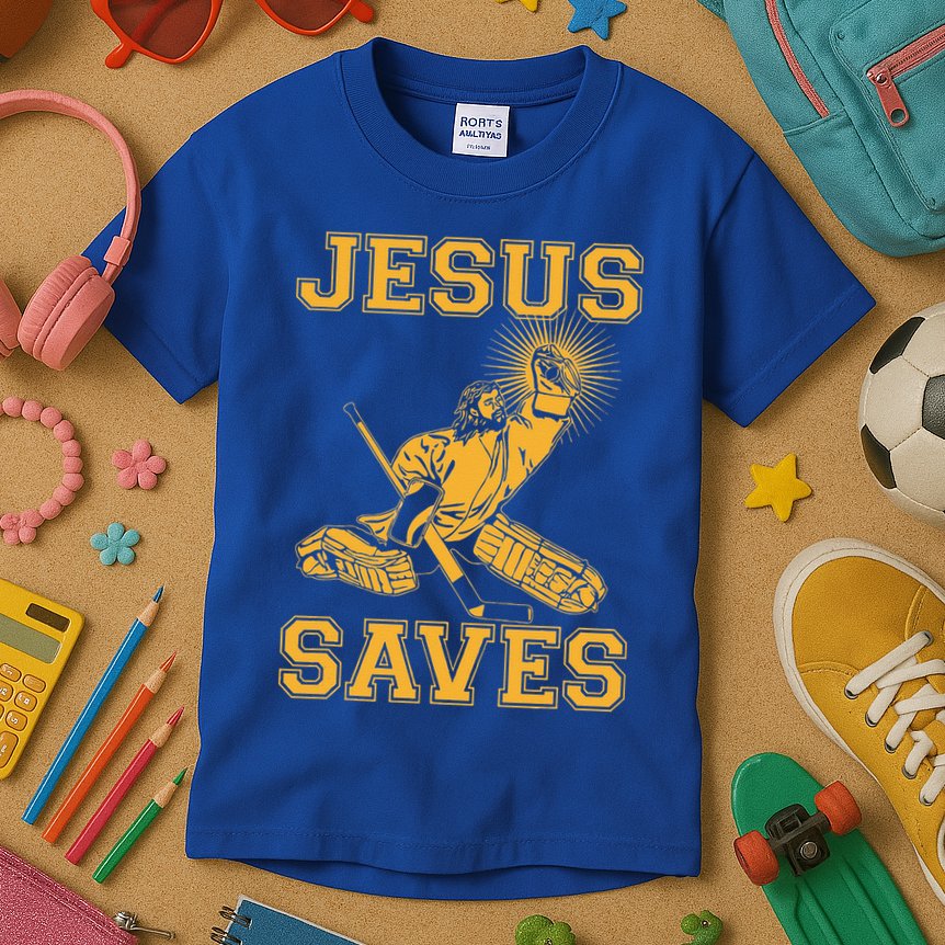 Jesus Saves Hockey Kids T-Shirt