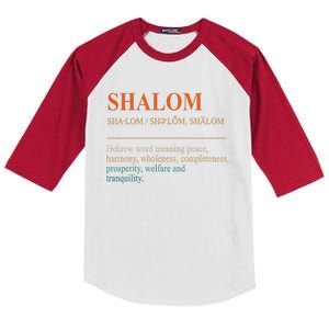 Jewish Symbols Hebrew Shalom Definition Hanukkah Shalom Kids Colorblock Raglan Jersey