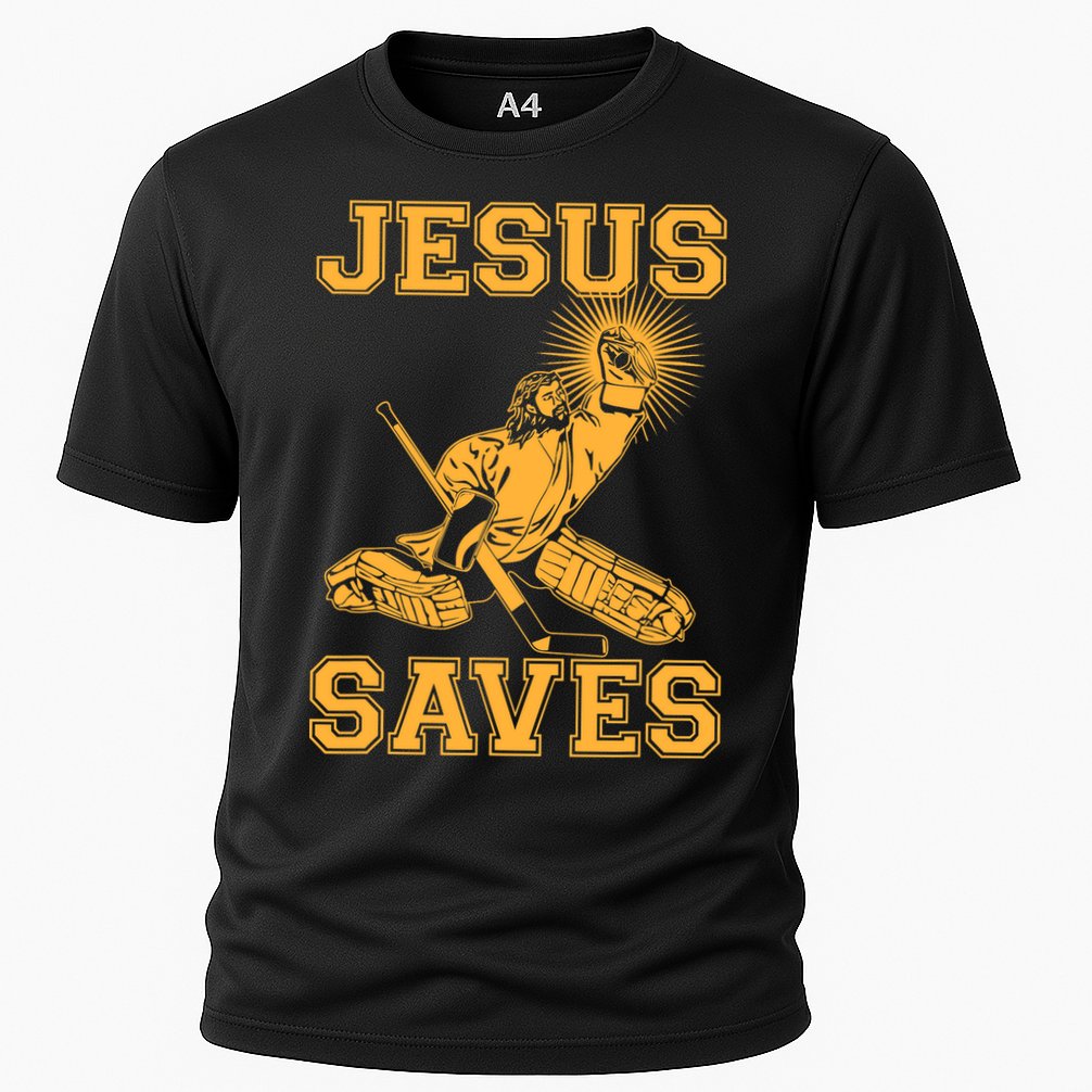 Jesus Saves Hockey Cooling Performance Crew T-Shirt
