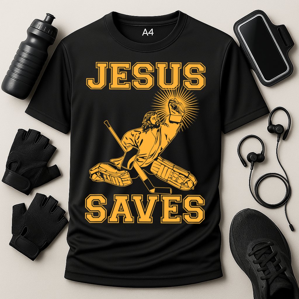 Jesus Saves Hockey Cooling Performance Crew T-Shirt