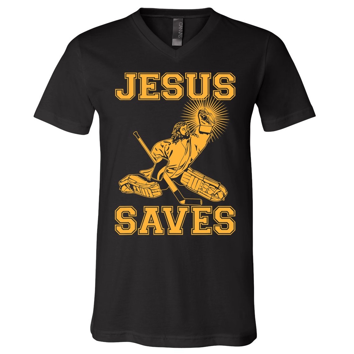 Jesus Saves Hockey V-Neck T-Shirt