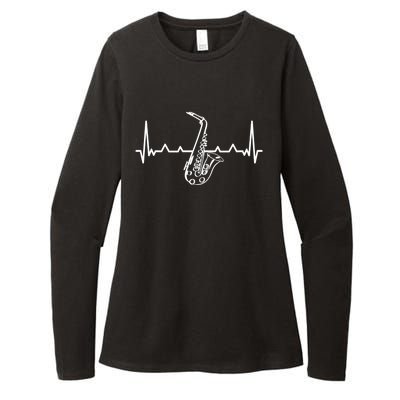 Jazz Saxophone Heartbeat For Jazz Music Lover Sax Musician Gift Womens CVC Long Sleeve Shirt