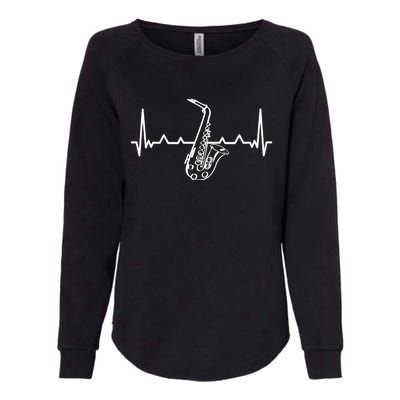 Jazz Saxophone Heartbeat For Jazz Music Lover Sax Musician Gift Womens California Wash Sweatshirt