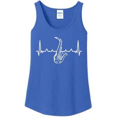 Jazz Saxophone Heartbeat For Jazz Music Lover Sax Musician Gift Ladies Essential Tank