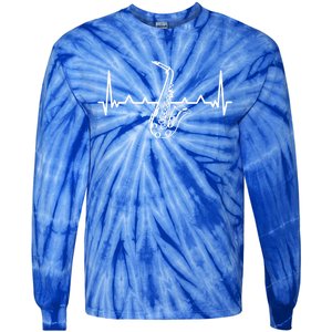 Jazz Saxophone Heartbeat For Jazz Music Lover Sax Musician Gift Tie-Dye Long Sleeve Shirt