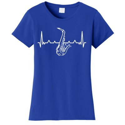 Jazz Saxophone Heartbeat For Jazz Music Lover Sax Musician Gift Women's T-Shirt