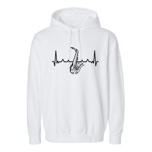 Jazz Saxophone Heartbeat For Jazz Music Lover Sax Musician Gift Garment-Dyed Fleece Hoodie