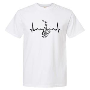 Jazz Saxophone Heartbeat For Jazz Music Lover Sax Musician Gift Garment-Dyed Heavyweight T-Shirt