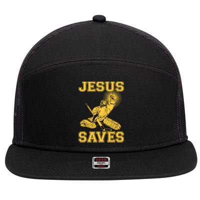 Jesus Saves Hockey 7 Panel Mesh Trucker Snapback Hat
