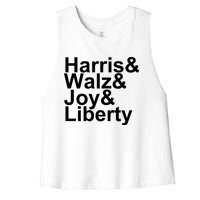 Jason Sudeikis Harris Walz Joy Liberty Women's Racerback Cropped Tank