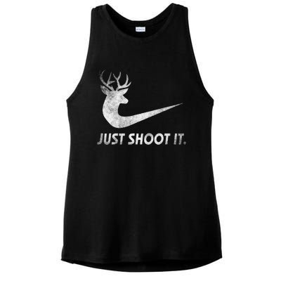 Just Shoot It Funny Deer Hunting Ladies PosiCharge Tri-Blend Wicking Tank