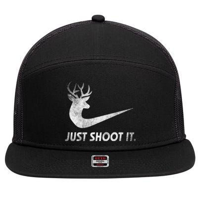 Just Shoot It Funny Deer Hunting 7 Panel Mesh Trucker Snapback Hat