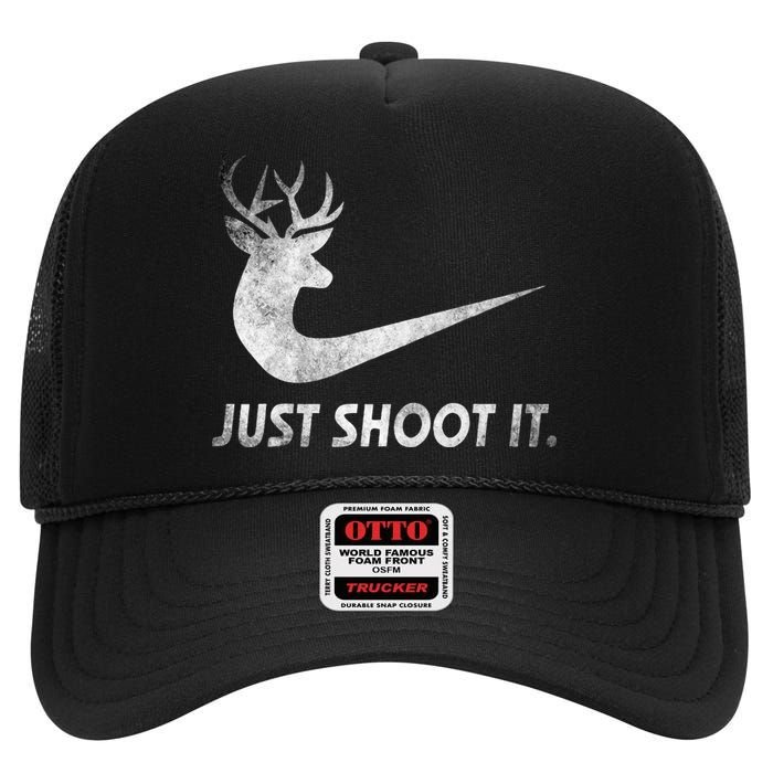 Just Shoot It Funny Deer Hunting High Crown Mesh Back Trucker Hat