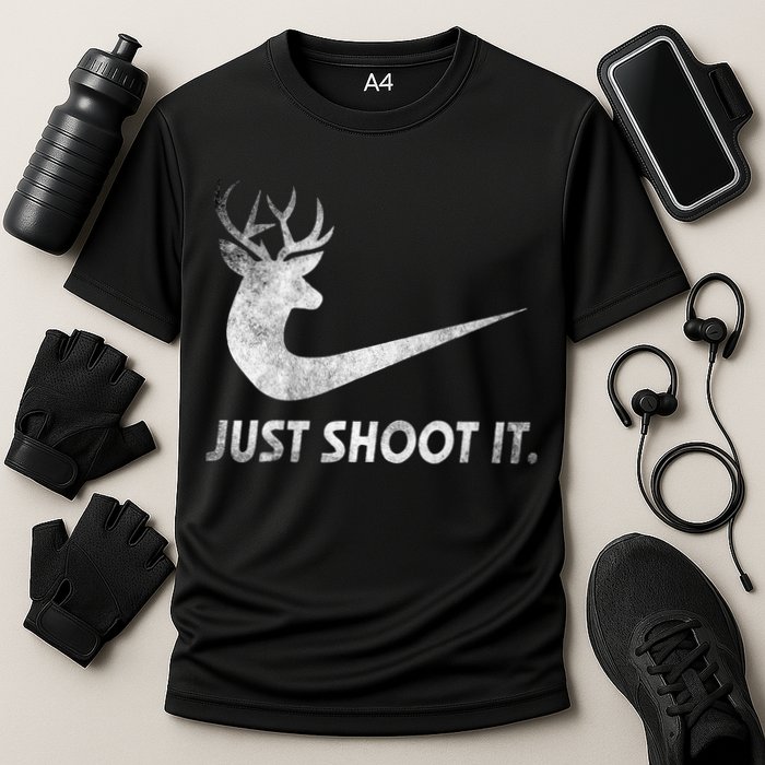 Just Shoot It Funny Deer Hunting Cooling Performance Crew T-Shirt