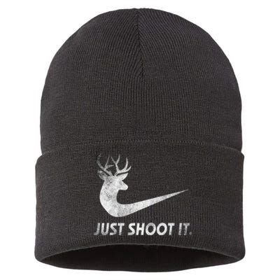 Just Shoot It Funny Deer Hunting Sustainable Knit Beanie