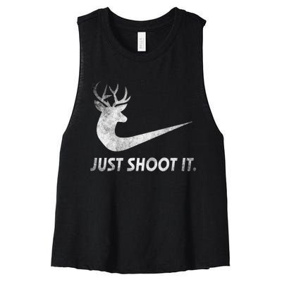 Just Shoot It Funny Deer Hunting Women's Racerback Cropped Tank