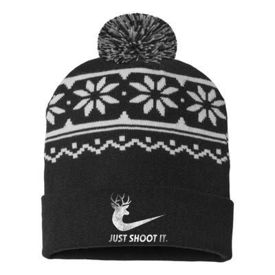 Just Shoot It Funny Deer Hunting USA-Made Snowflake Beanie