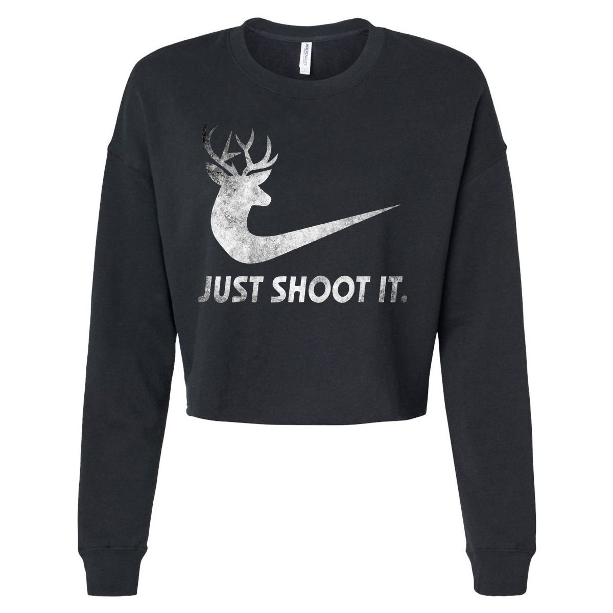 Just Shoot It Funny Deer Hunting Cropped Pullover Crew