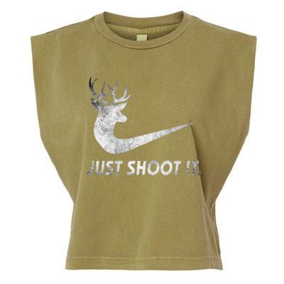 Just Shoot It Funny Deer Hunting Garment-Dyed Women's Muscle Tee