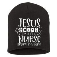 Jesus Saves IM Just A Nurse Lending My Hand Short Acrylic Beanie