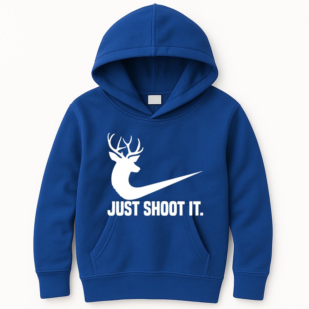 Just Shoot It Funny Deer Hunting Xmas HunterS Humor Gift Kids Hoodie