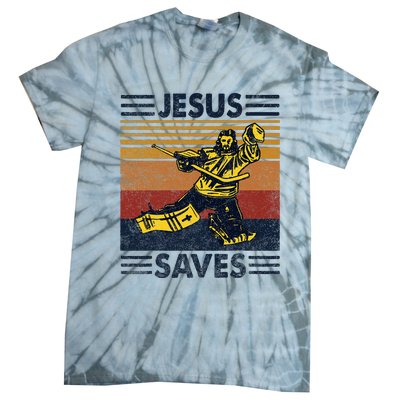 Jesus Saves Ice Hockey Goalie Sport Religious Christian Gift Tie-Dye T-Shirt