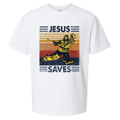 Jesus Saves Ice Hockey Goalie Sport Religious Christian Gift Sueded Cloud Jersey T-Shirt