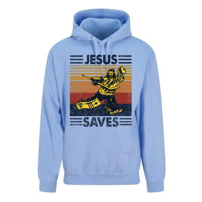 Jesus Saves Ice Hockey Goalie Sport Religious Christian Gift Unisex Surf Hoodie