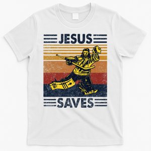 Jesus Saves Ice Hockey Goalie Sport Religious Christian Gift T-Shirt