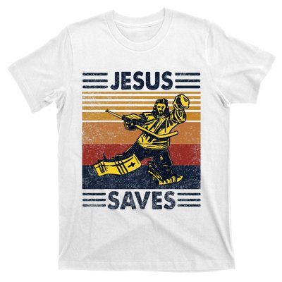 Jesus Saves Ice Hockey Goalie Sport Religious Christian Gift T-Shirt