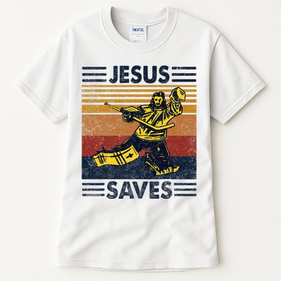 Jesus Saves Ice Hockey Goalie Sport Religious Christian Gift Tall T-Shirt