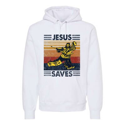 Jesus Saves Ice Hockey Goalie Sport Religious Christian Gift Premium Hoodie