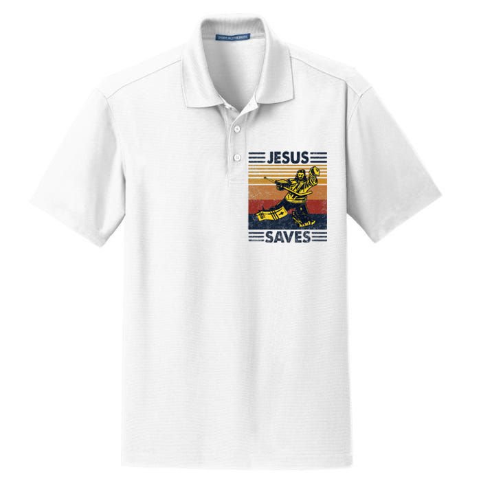 Jesus Saves Ice Hockey Goalie Sport Religious Christian Gift Dry Zone Grid Polo