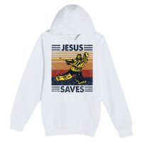 Jesus Saves Ice Hockey Goalie Sport Religious Christian Gift Premium Pullover Hoodie