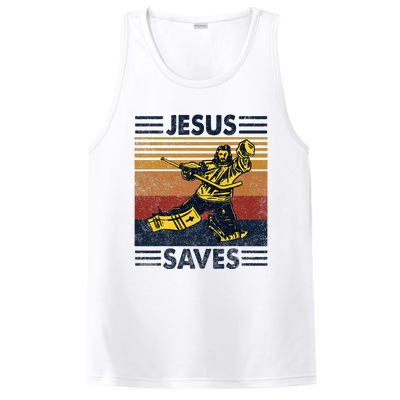 Jesus Saves Ice Hockey Goalie Sport Religious Christian Gift PosiCharge Competitor Tank