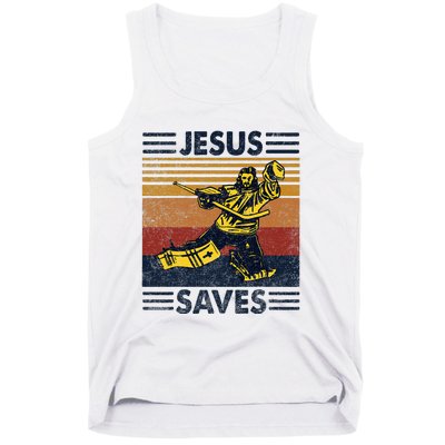 Jesus Saves Ice Hockey Goalie Sport Religious Christian Gift Tank Top