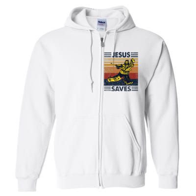 Jesus Saves Ice Hockey Goalie Sport Religious Christian Gift Full Zip Hoodie