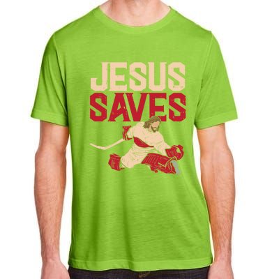 Jesus Saves Ice Hockey Goalie Sport Religious Christian Gift Great Gift Adult ChromaSoft Performance T-Shirt