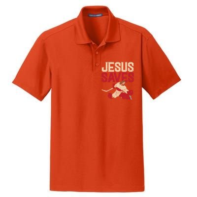 Jesus Saves Ice Hockey Goalie Sport Religious Christian Gift Great Gift Dry Zone Grid Polo