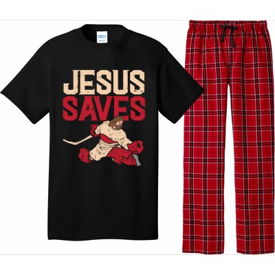 Jesus Saves Ice Hockey Goalie Sport Religious Christian Gift Great Gift Pajama Set